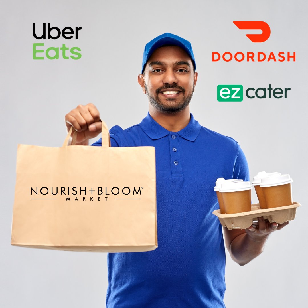 Nourish + Bloom Market is now on Uber Eats, Door Dash, and Ez Cater!  Enjoy our tasty Rice Bowls, Soups, Salads, Sandwiches, Burgers, Tacos and All Day Breakfast. 🍚 🥣 🥗 🥪 🍔 🌮 🍳 🥓 #NourishAndBloomMarket #UberEats #DoorDash #EzCater #FoodDelivery #DeliciousFood