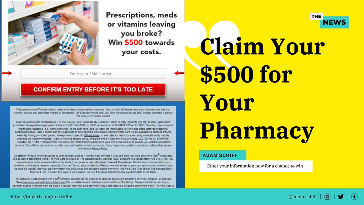 Supersulyman321's tweet photo. Medicine help to protect our life. There is an opportunity to win $500 medicine prescription win. Just click and sub info. You should need to try link 👇
https://t.co/ZbMpHHzPSW https://t.co/w38bSlICxb