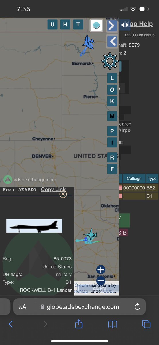 internetguy01's tweet photo. It’s interesting that a #B1 Lancer and a #B52B Stratofortress bomber are spinning around almost perpendicular North & South of each other Texas to Montana
https://t.co/hOGP7SLHnY
Could these be spoofed?
@Aviation_Intel @TheIntelFrog @vcdgf555 @ameliairheart @thenewarea51 https://t.co/NydTmWoqxX