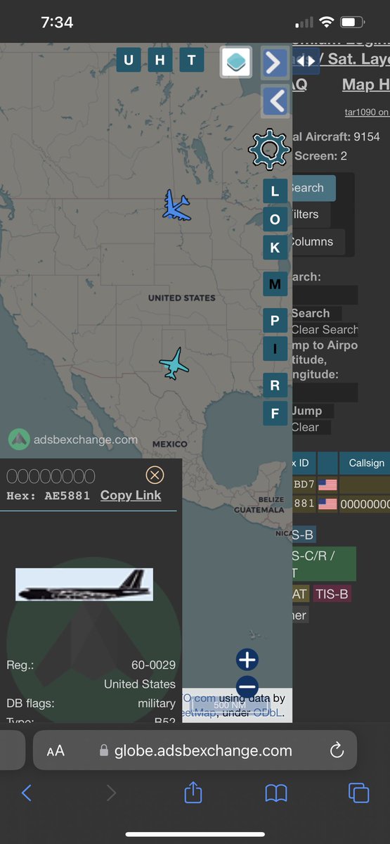 internetguy01's tweet photo. It’s interesting that a #B1 Lancer and a #B52B Stratofortress bomber are spinning around almost perpendicular North & South of each other Texas to Montana
https://t.co/hOGP7SLHnY
Could these be spoofed?
@Aviation_Intel @TheIntelFrog @vcdgf555 @ameliairheart @thenewarea51 https://t.co/NydTmWoqxX