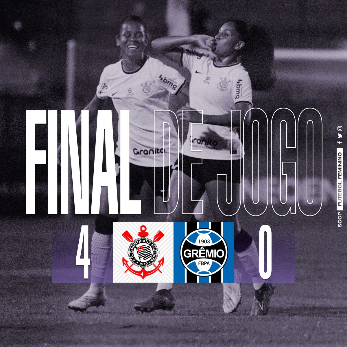 asbrabas's tweet photo. FIM DE JOGO!

No Canindé, o Timão goleia o Grêmio por 4 a 0 e segue invicto no Brasileirão! https://t.co/rN2MDEkpjj