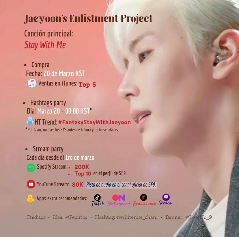 SF9_Argentina's tweet photo. [📢 ] COMPRA MASIVA DE “STAY WITH ME” EN ITUNES ARGENTINA 

#FANTASY súmate a demostrarle todo nuestro cariño a Jaeyoon antes de su enlistamiento.

📌¿Cuando? 19 de marzo - 12:00 ARGENTINA

#SF9 #재윤 #이재윤 #JAEYOON #ジェユン #에스에프나인 @SF9official https://t.co/3HOPmS7Lor