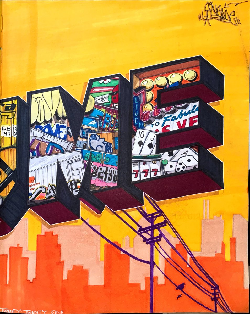 savmeone's tweet image. This is one I am still waiting to do, I just don&apos;t have as much patience painting characters as I do drawing them lol. 
This is in the only book of mine I still go off in, hope to fill it front to back and give it to my son someday🤷‍♂️
#Savme #Bookwork #Graffiti #GreetingsFrom #Art