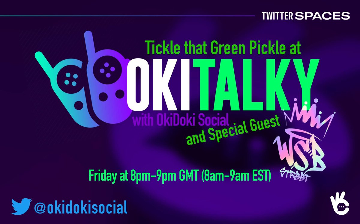 OkidokiSocial's tweet photo. Join us with @WSBstreet and @marcoselorio7 as we dive into this unique event and how it can share Web3 development to talented groups and individuals in the world of dancing. 

#wsb #okidokisocial #web3 #nft 

https://t.co/LW89qsESvm https://t.co/0eLvgNmsnT