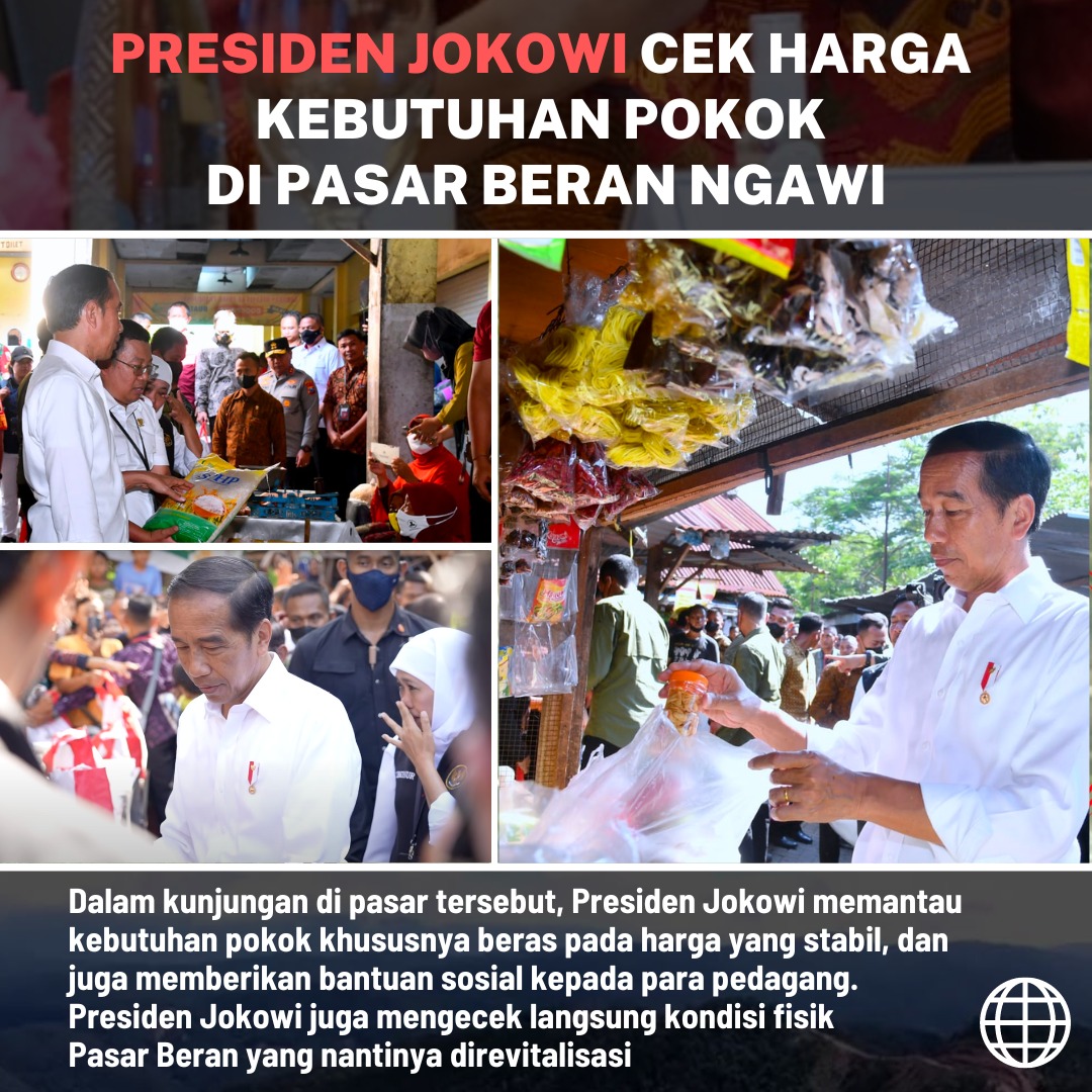 nadiapurwati89's tweet photo. Presiden Jokowi cek harga kebutuhan pokok di Pasar Beran Ngawi.
#UMKM
#Pariwisata
#EkonomiKuat https://t.co/2cLrQqrKbJ