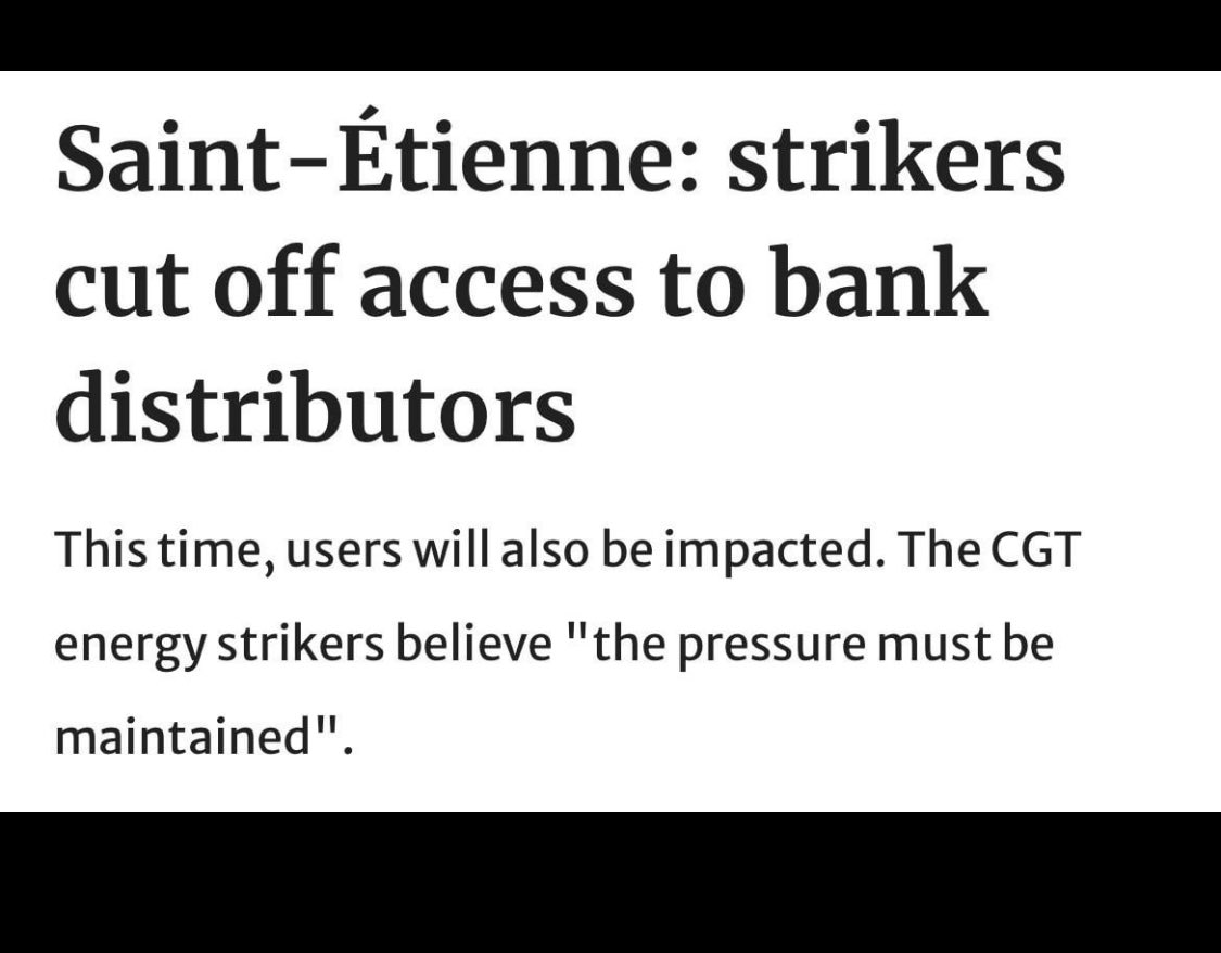 JUST IN: French electricians that are on strike cut off access to bank ATMs and payment terminals ⚠️ ⚠️ ⚠️

Pension reform protests in France continue to escalate.