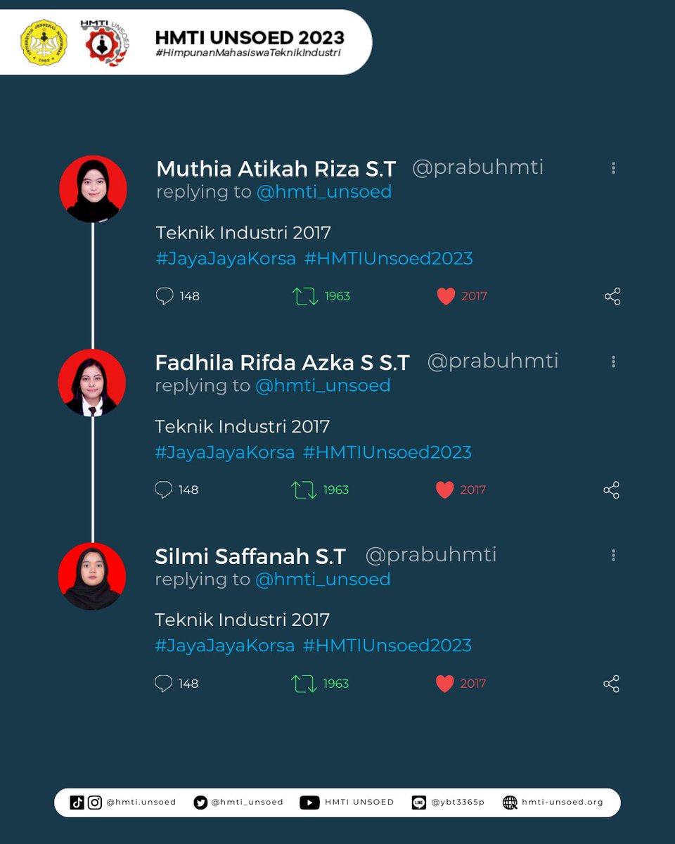 HMTI_Unsoed's tweet image. [INDUSTRI WISUDAAN]
Selamat atas kelulusannya kepada wisudawan periode maret. Semangat untuk awal yang baru dan semoga semua cita-cita tercapai.

Selamat dan sukses selalu, prabu!

 —————
HMTI UNSOED 2023
—————
#SalamUnity
#JayaJayaKorsa
#HMTIUnsoed2023