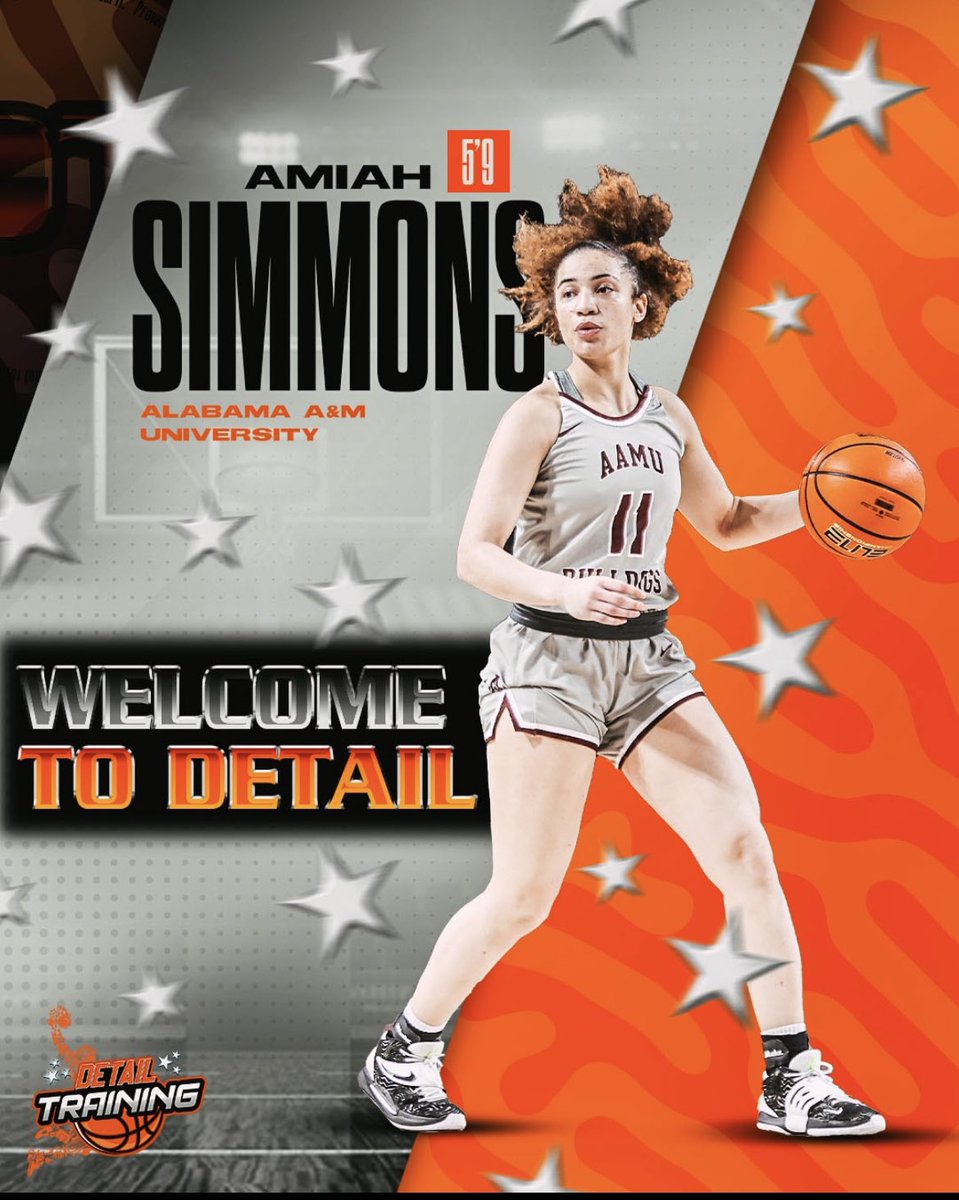 detail_training's tweet photo. ANOTHER STAR SELECTED ⭐️ 

Amiah Simmons , a 5’9 sophomore guard from Osawatomie, Kansas is an explosive player at Alabama A&amp;M University. This season she averages 10.1 points, 5.3 rebounds, and 1 assist per game! Please help us welcome Amiah to the Detail Family! 🔎 https://t.co/Pkr1dZkWbV