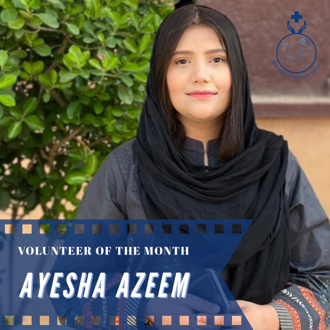 BmcPatient's tweet photo. Today we acknowledge Miss.Ayesha Azeem, Co-head fundraising for her relentless strategies to make our fundraisers a success. 
 Ayesha, BPWS family takes pride in volunteers like you who have not only been selfless but also super keen in their approach, in matters of fundraising. https://t.co/7g9U4g5Nfo