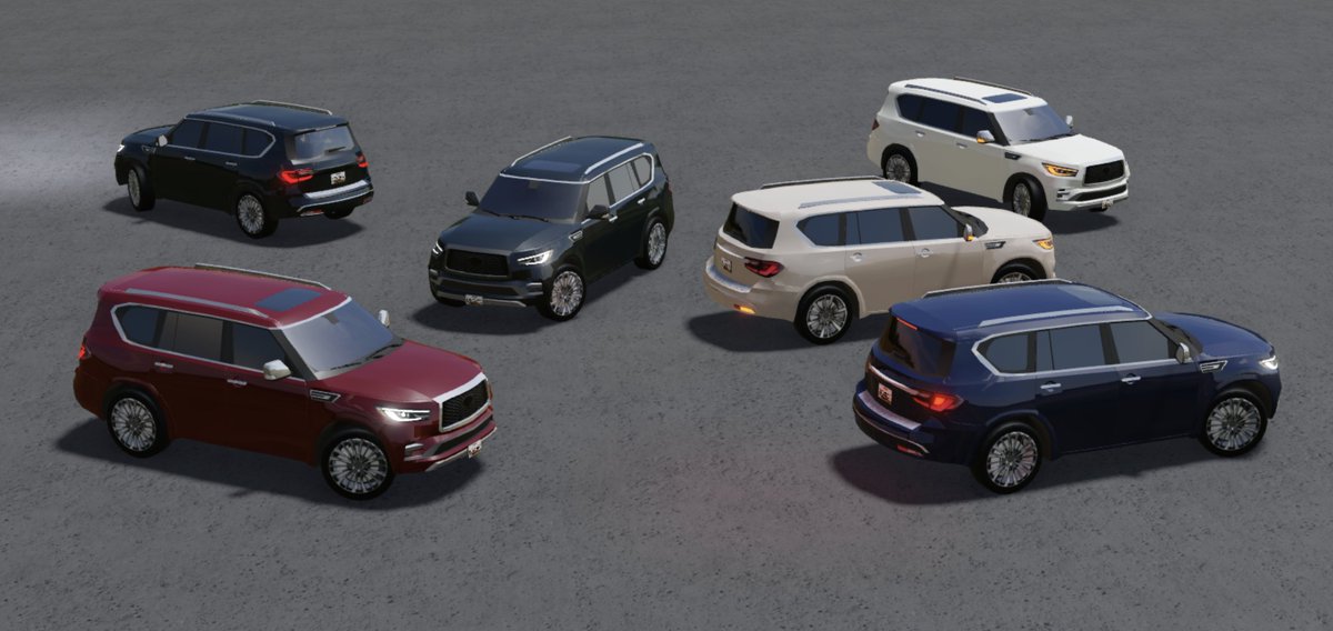 2023 Infiniti QX80  (Luxe, Luxe 4WD, Premium Select, Premium Select 4WD, Sensory, &amp; Sensory 4WD)
Fictional: 2023 Eternal Kyodai

#OrionRoblox #RobloxDevs #OrionRevamp