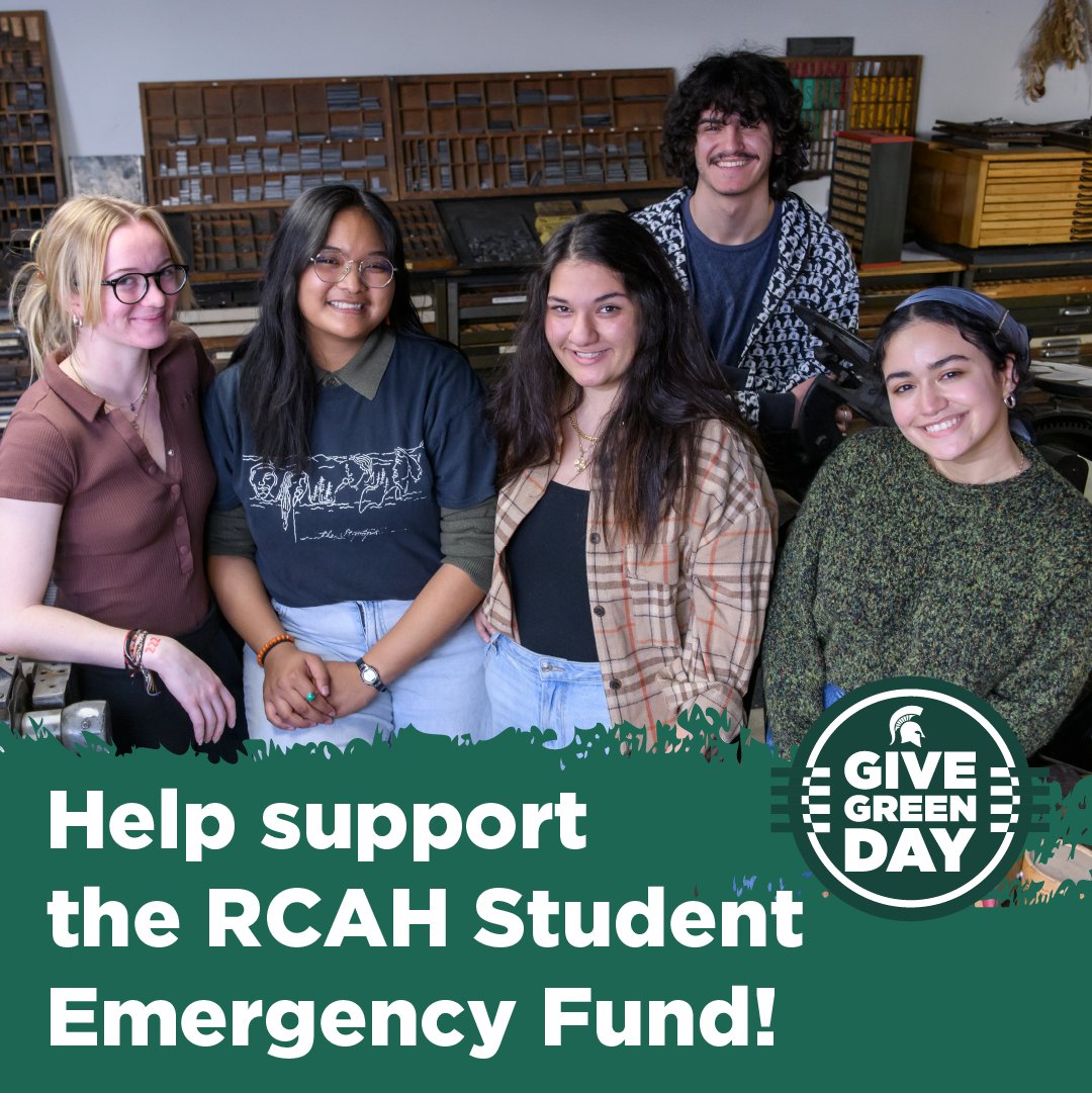 Tomorrow is #GiveGreenDay! This year, we are aiming to support the RCAH Student Emergency Fund, ensuring that students do not have to worry about meeting their essential needs and can focus on their education. Learn more at givingday.msu.edu/projects/resid… #spartanstrong #msu #RCAH