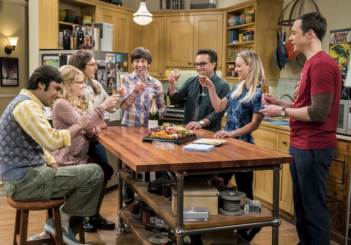 bigbangtheory's tweet photo. Cheers to the weekend! #TheBigBangTheory https://t.co/0B48jAgX3v