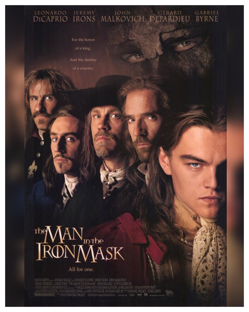 25 Years #TheManInTheIronMask Starring: #LeonardoDiCaprio #JeremyIrons #JohnMalkovich #GérardDepardieu #GabríelByrne #AnneParillaud #PeterSaragaard #EdwardArterton #HughLaurie #DavidLowe Directed By: #RandallWallace  

#WreckLeaguePodcast