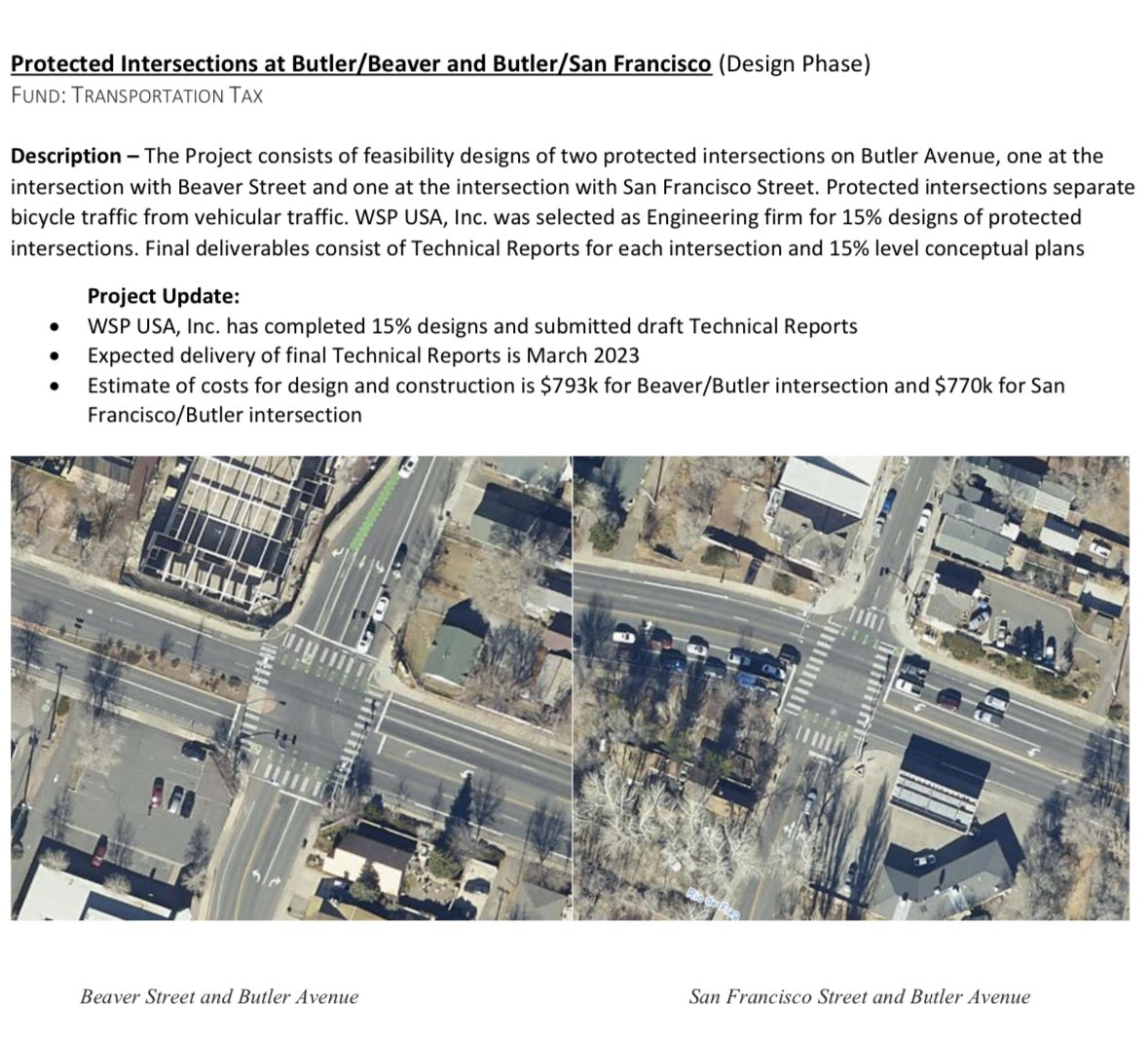 Adam_Shimoni's tweet image. According to the City’s Crash Data, the intersections at Butler/Beaver &amp;amp; Butler/San Fran are two of the most dangerous.  It’s good to see Protected Intersections being designed for both sites. 

#protectedintersection #visionzero #flagstaff #pedestriansafety #pedestrianfriendly