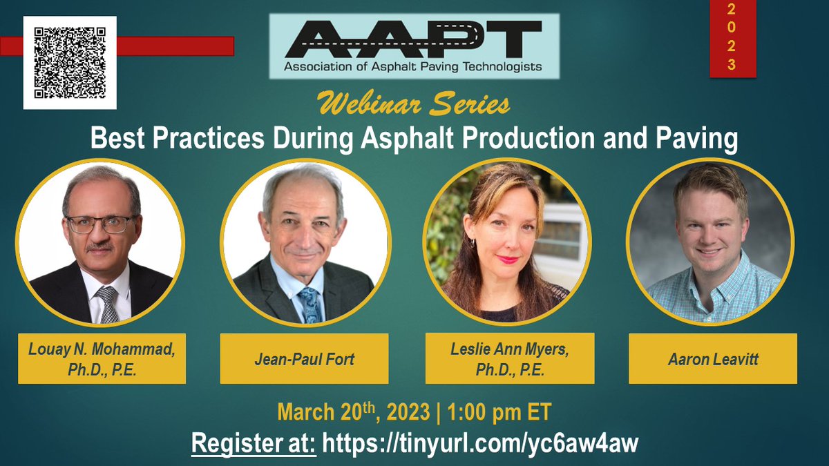 AsphaltTech's tweet image. If you are in the domain of asphalt materials and pavements, you must not miss the next AAPT webinar on the Best Practices During Asphalt Production and Paving. Top-level know-hows from research, industry and agency perspectives will be presented:  lnkd.in/gdT5CXTn