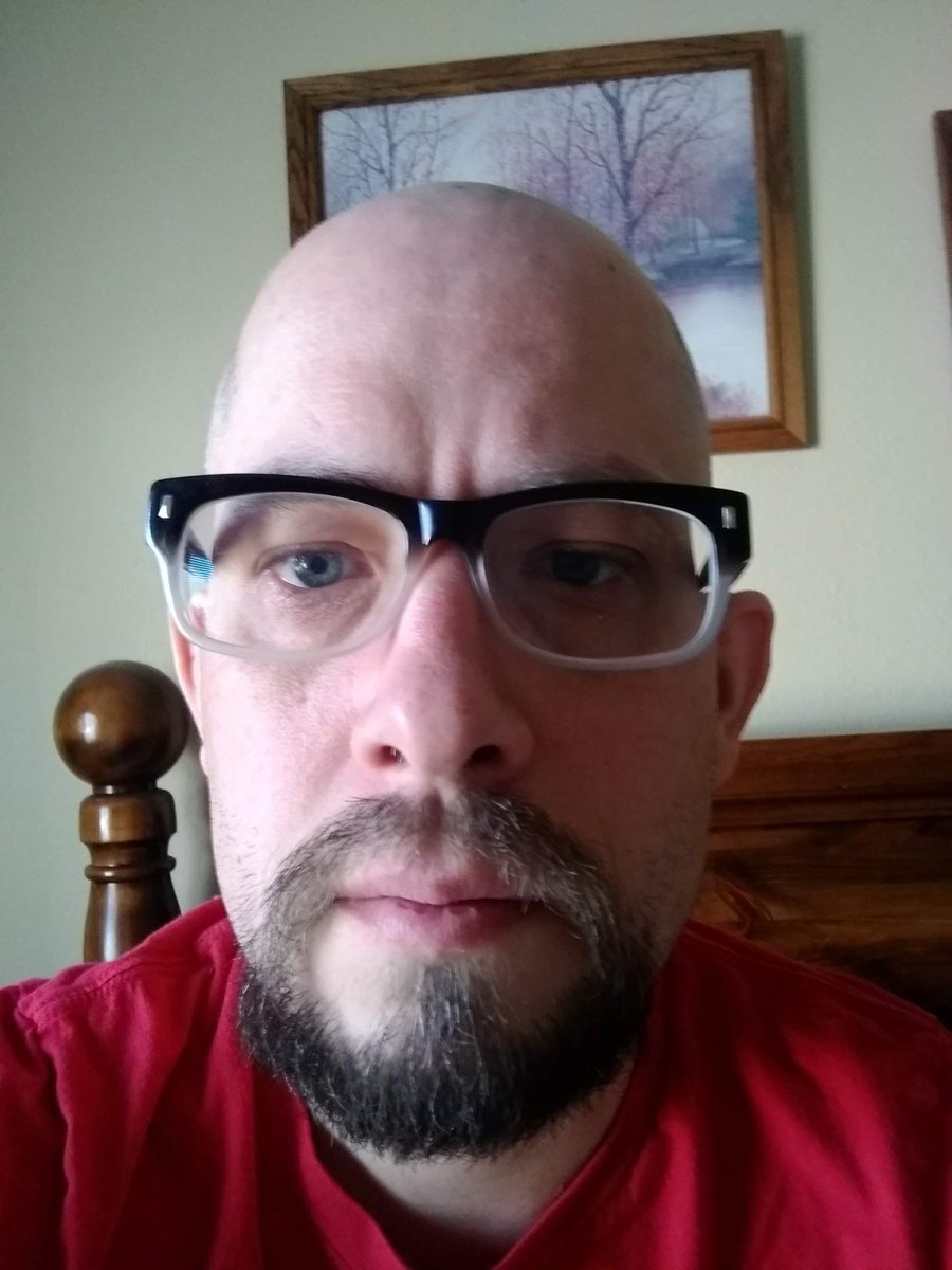 InvisibleChimp's tweet image. I currently have a hair without facial hair. I'm thinking about bringing back the bald with goatee look. I've never done bald with just a mustache though. It's a shame I can't grow sideburns.