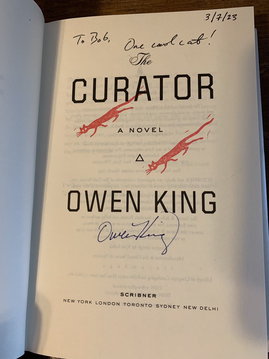 BobBeamer63's tweet photo. @StephenKing Looking forward to it. (And I love the cat stamps and inscription!) https://t.co/4UDalacXBw