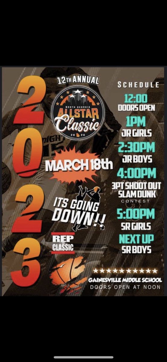 CoachMaysHIES's tweet photo. Make sure you get out this weekend to the 12th Annual North Georgia All-Star Classic!! Some of North Ga’s best will be on display 🔥🔥🔥🔥🏀🏀🏀🏀!! https://t.co/pOrMkd5Cta