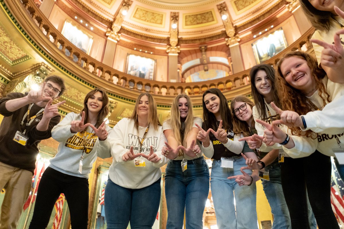 WesternMichU's tweet photo. Sharing Bronco Pride in Lansing 🌟 

Earlier this month, Western hosted #WMU Day at the Capitol—administrators met with legislators to talk about important issues such as grant funding, experiential-learning opportunities and the University’s economic impact. https://t.co/VNKdxV2aKD