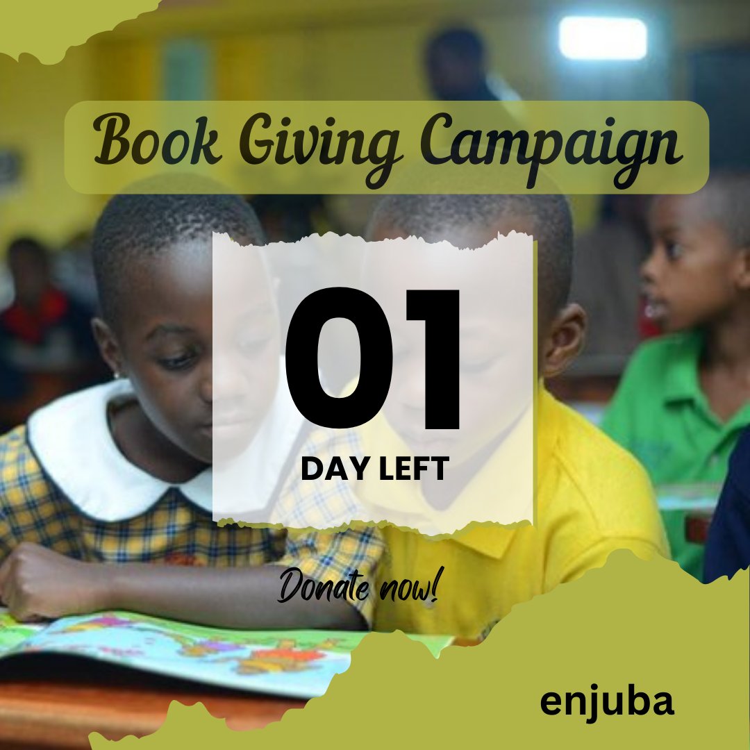 enjuba1's tweet photo. Last chance to make a difference! Join our book-giving campaign and help spread the love of reading to those in need. Just one day left to donate and make a difference
#BookGivingCampaign23 #SpreadTheLoveOfReading #OneDayLeft https://t.co/k4smduE2Jn