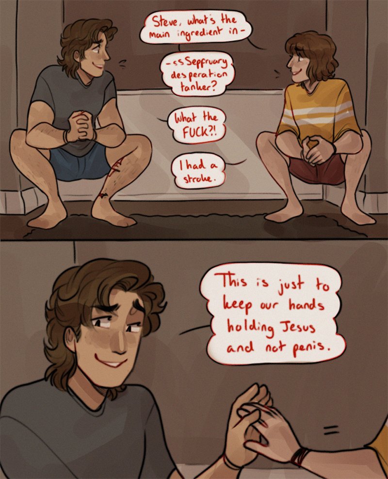 lazyjunebug's tweet image. pt 4 of stobin+unus annus - "making our own sensory deprivation tank"
#strangerthings