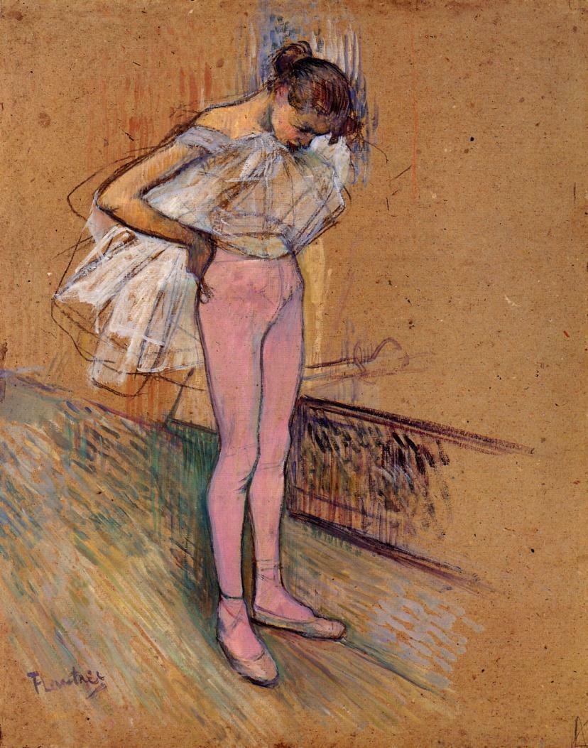 Dancer Adjusting Her Tights, 1890 #artnouveau #lautrec wikiart.org/en/henri-de-to…