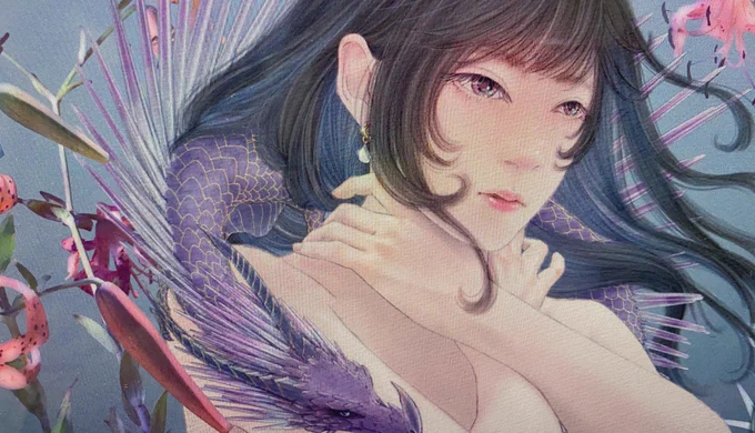 合間にちょっとずつ進めて今やっとここ…仕事のデータ来ないなぁ〜…#絵#途中絵#wip 
