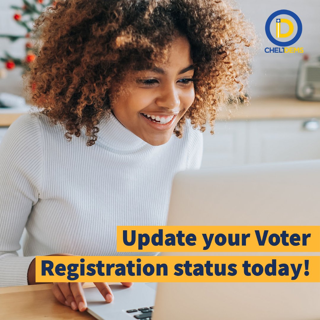 CheltDems's tweet photo. Have you moved or changed your legal name? Make sure your voter registration status is up-to-date so you can be ready to vote in the May Primary Election. 

Visit https://t.co/1nXKDXHmq4 to update your voter registration status today! https://t.co/gvDu2b51kW