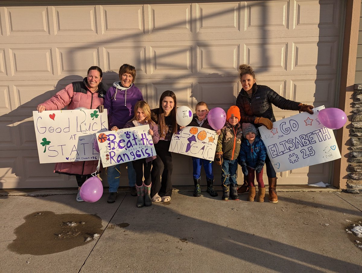 We have the best neighbors!  Thanks for the special send-off 💜 @ElisabethGad25  #statebound #ourneighborhoodrocks #wildcats #LETSGOOOO
