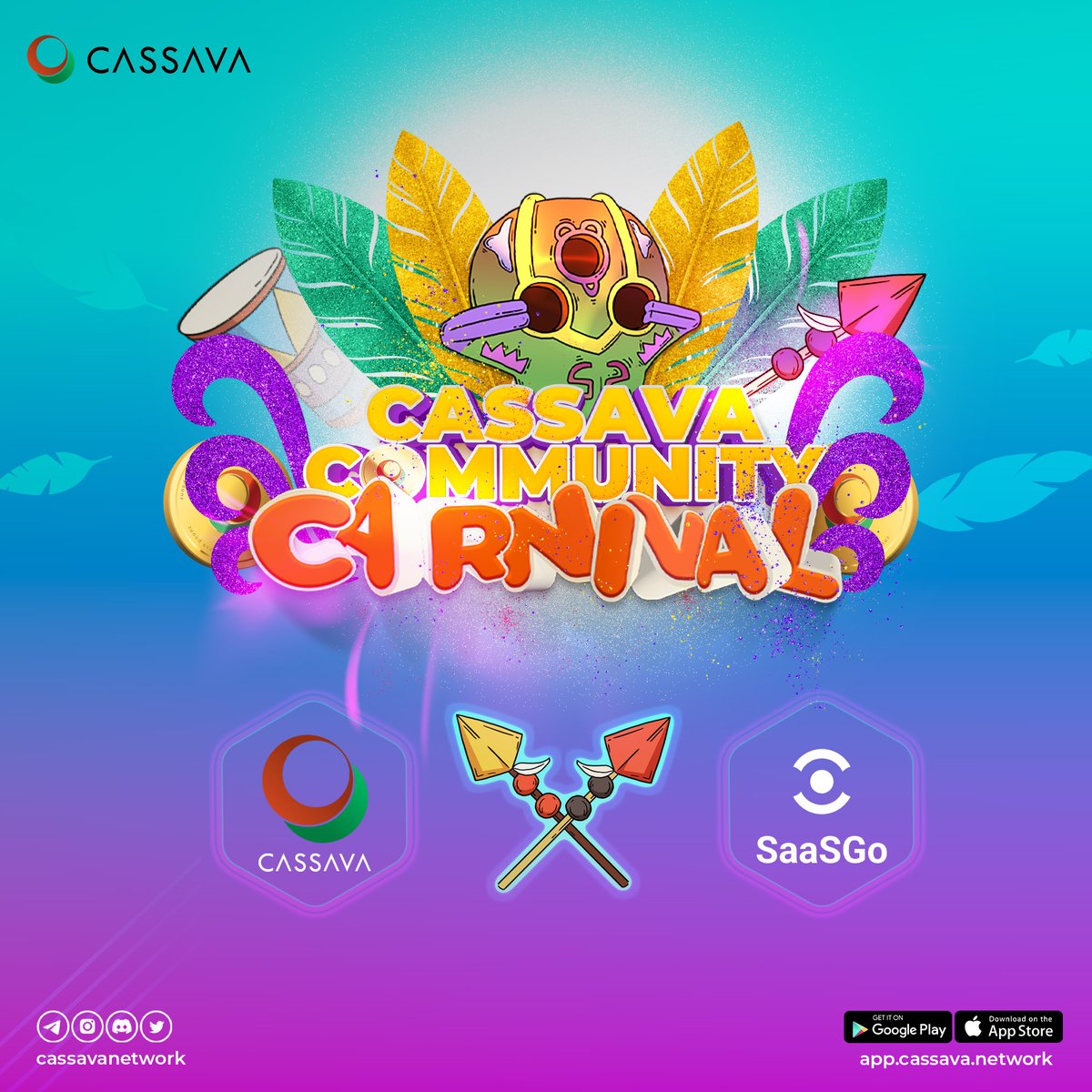 🎉We are honoured to partner with <a href="/CassavaNetwork/">CassavaNetwork</a> , who is building Africa’s Web3 platform focused on entertainment and loyalty rewards #CassavaNetwork 

🎁 $1,000 USDT &amp; 100,000 CB Coins 
📅 Mar. 13th - Mar. 20th
🔗Join the Carnival: app.cassava.network/#/task/details…
