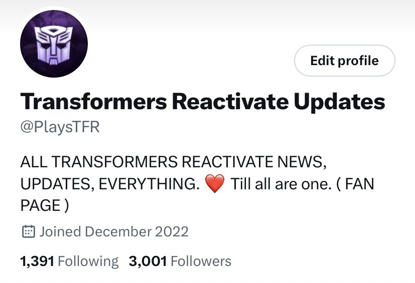 Transformers Reactivate Updates on Twitter: 