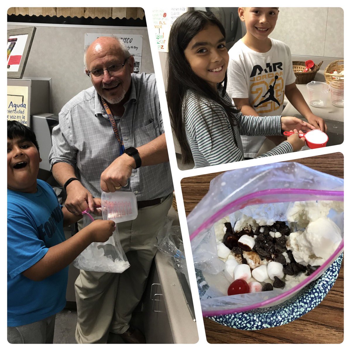 dzavalalmu's tweet photo. Have you ever made homemade ice cream? Today at @laderapalma we used chemistry and the freezing power of ice &amp; salt to create delicious ice cream in a bag! #ScienceIsFun https://t.co/X0gp9p7RXt
