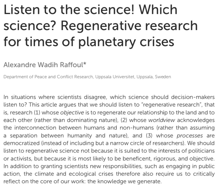 ClimateClassics's tweet photo. "Regeneration means healing the strained relationships between humans and non-humans and between humans themselves; inventing new relationships that are conducive to their mutual flourishing and the self-realization." #RegenerativeResearch
https://t.co/tXRGMV4ist https://t.co/Rv8fQd6xnd