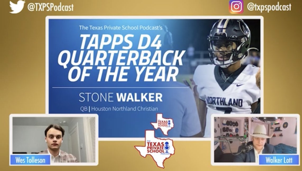 Eric Allen (@coach_ea31) on Twitter photo Thank you to @TXPSPodcast for honoring our program and congratulations to <a href="/Walker7Stone/">Stone Walker</a> for being named <a href="/TappsFootball/">TAPPS Football</a> District 4 QB of the year! #TapIn Thank you to @TXPSPodcast for honoring our program and congratulations to <a href="/Walker7Stone/">Stone Walker</a> for being named <a href="/TappsFootball/">TAPPS Football</a> District 4 QB of the year! #TapIn