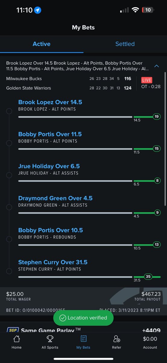 ParlayPr0phets's tweet photo. 25 into 460 #fanduel #nba #parlay #nbaparlay #draftkings #betmgm #warriors #bucks #sgp https://t.co/9vCcPdlaQt