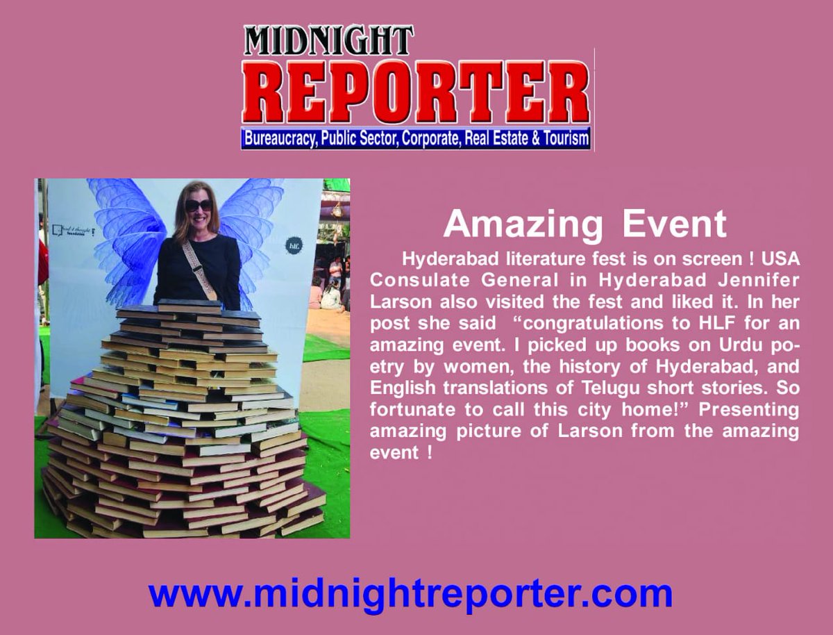 "Amazing Event"
<a href="/USCGHyderabad/">U.S. Consul General Laura Williams</a> 
<a href="/USAndHyderabad/">U.S. Consulate General Hyderabad</a> 

<a href="/MidnightReportr/">Dr Chaitanya Singh</a>
#MarchEdition 
Epaper : 
midnightreporter.com/march-2023.pdf