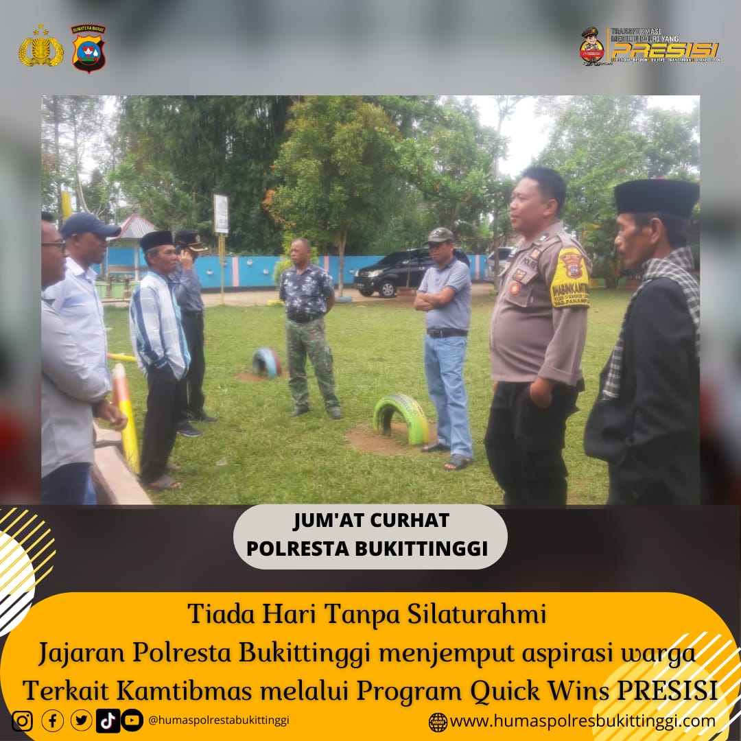 OmsemiP's tweet photo. Hadir di tengah masyarakat guna mendengar aspirasi masyarakat terkait Kamtibmas melalui Program Quick Wins PRESISI  Jum'at Curhat

#polrestabukittinggi #jumatcurhat #poldasumbar #divisihumaspolri #quickwinspresisi https://t.co/clurooh4WK