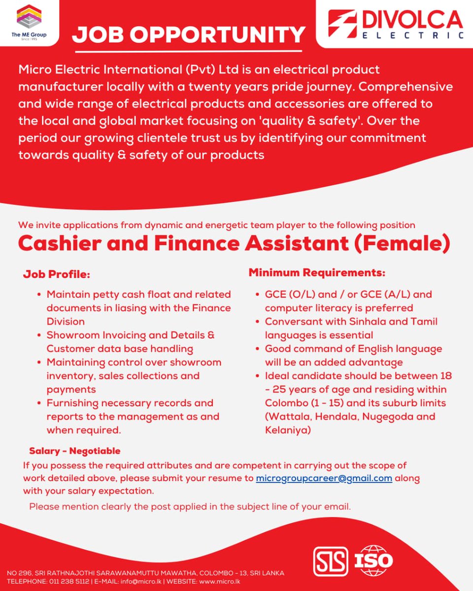 divolcalk's tweet photo. Looking for an exciting new opportunity in Finance? Come join the team at Divolca! We are seeking a talented cashier and finance assistant (Female) to help us keep things running smoothly.

#Divolca https://t.co/BohlfO5knU
