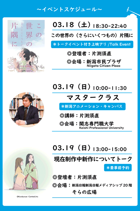 ＼#NIAFF／🔻詳細はこちら🔻━━✔️＃この世界のさらにいくつもの片隅に （上映後トーク）🔗🎫チケット販売中✔️マスタ