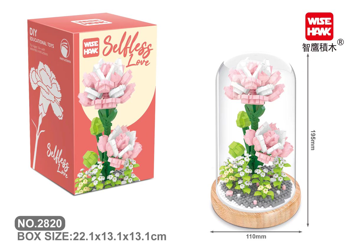WiseHawkblock's tweet photo. NEW!Carnation flower #wisehawkblock #nanoblock #lego #WiseHawk https://t.co/jF6FzmxJza
