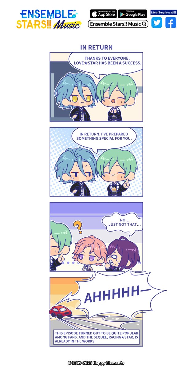 enstarsmusic_EN's tweet photo. ⭐️Life of Surprises at ES⭐️

"AHHHHH-"

🎁RT&amp;❤️
2 Producers: 200 Diamonds

#EnsembleStarsMusic https://t.co/ToH46aybYP