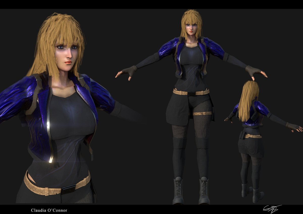 F117lionhartArt's tweet photo. #charactermodels #characters #ocart #artistsoftwitter #scifi #cyberpunk #gothic #3dmodel #gamedev #indiedev 
the main characters of the universe of Project TiTan.
3 Agents of Ragnarok (Trevor, claudia and Arthur) and the princess to a russian country in the year 2173. https://t.co/3UJEtCB3dR
