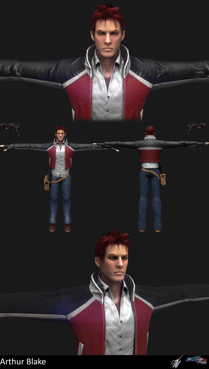 F117lionhartArt's tweet photo. #charactermodels #characters #ocart #artistsoftwitter #scifi #cyberpunk #gothic #3dmodel #gamedev #indiedev 
the main characters of the universe of Project TiTan.
3 Agents of Ragnarok (Trevor, claudia and Arthur) and the princess to a russian country in the year 2173. https://t.co/3UJEtCB3dR