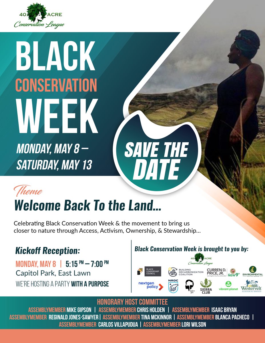 Excited to celebrate Black Conservation Week and this movement to bring us closer to Outdoor Access/Activism/Ownership/Stewardship @buildingdecarb @SierraClubCA @OutdoorAfro @EVJusticeLeague @BlackLeadershi4 @vibrantplanet_ @NRDC @CurrenDPriceJr @CurrenDPriceJr9