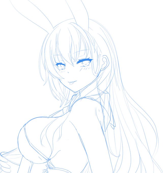 お昼のラフ描きwip鈴谷うさぎ 