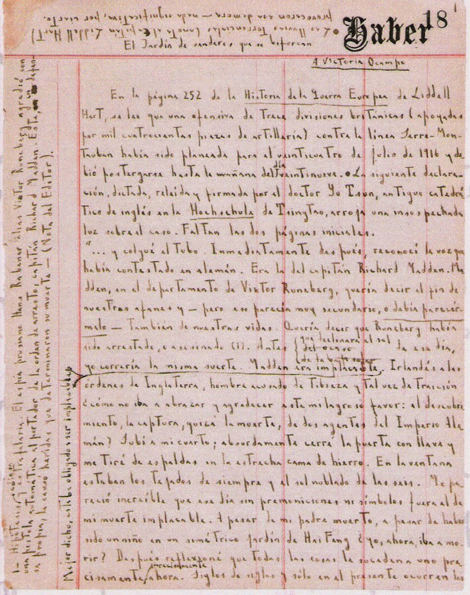 KarenVilleda's tweet photo. Manuscrito de "El jardín de los senderos que se bifurcan": https://t.co/qhfQXCZmkv