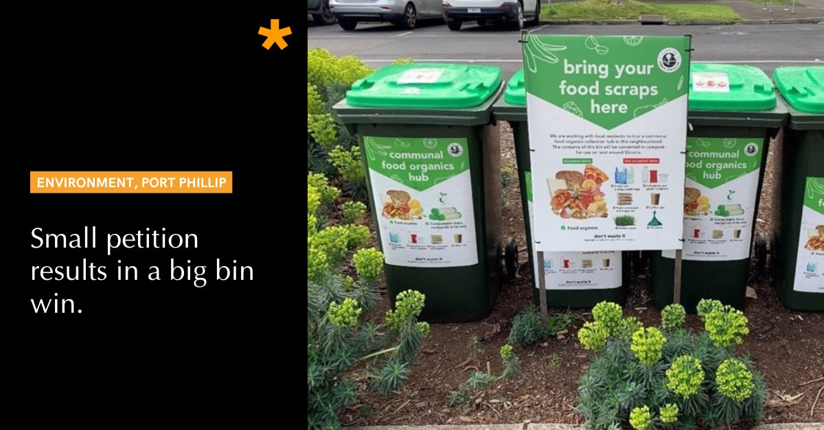 PSMedia's tweet image. Port Melbourne residents banded together to petition council to replace 22 individual Food Organics Garden Organics (FOGO) bins with a communal one: news.psmedia.com.au/port-phillip/n…

#environment #sustainability