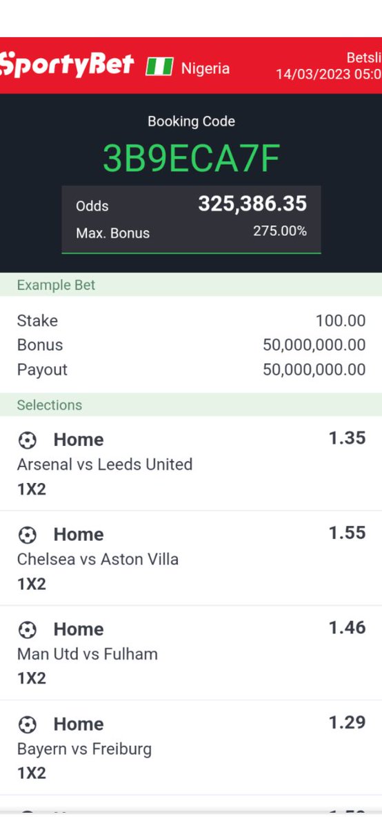 _Jaredad's tweet photo. ₦100 to win ₦50M
⚽ Longshot
Edit/flex/split

I will be dropping 1k odds and 100 odds (edit) later today.

Goodluck to us all. https://t.co/kB50KKaOEB
