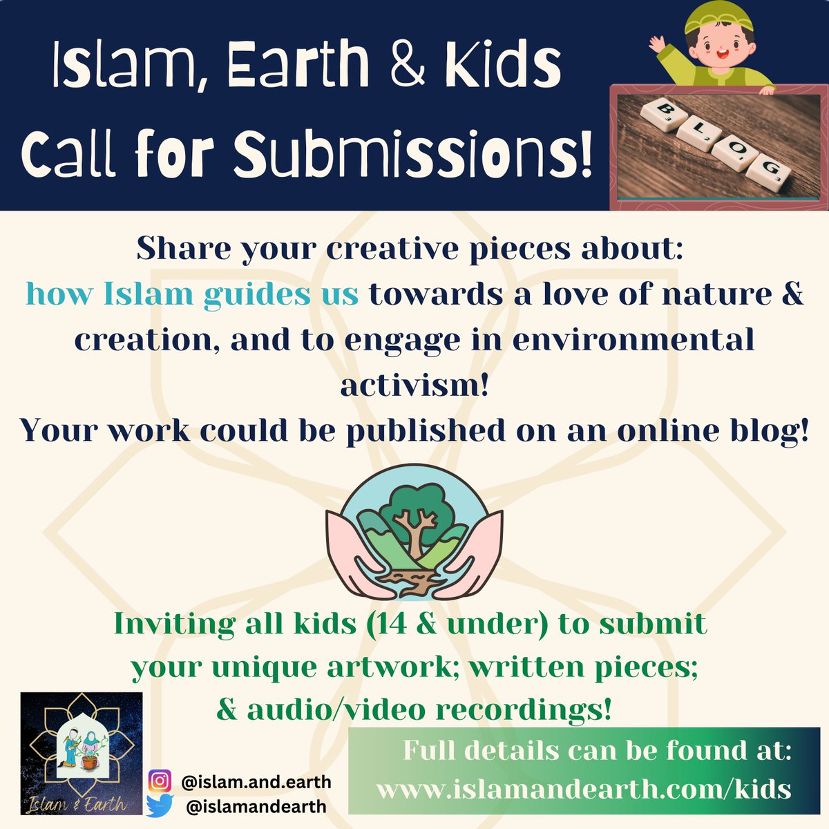 Calling all kids! Send in your creative environmental blog ideas!
#muslimkids #muslimblogger #islamenvironment #sustainablemuslim