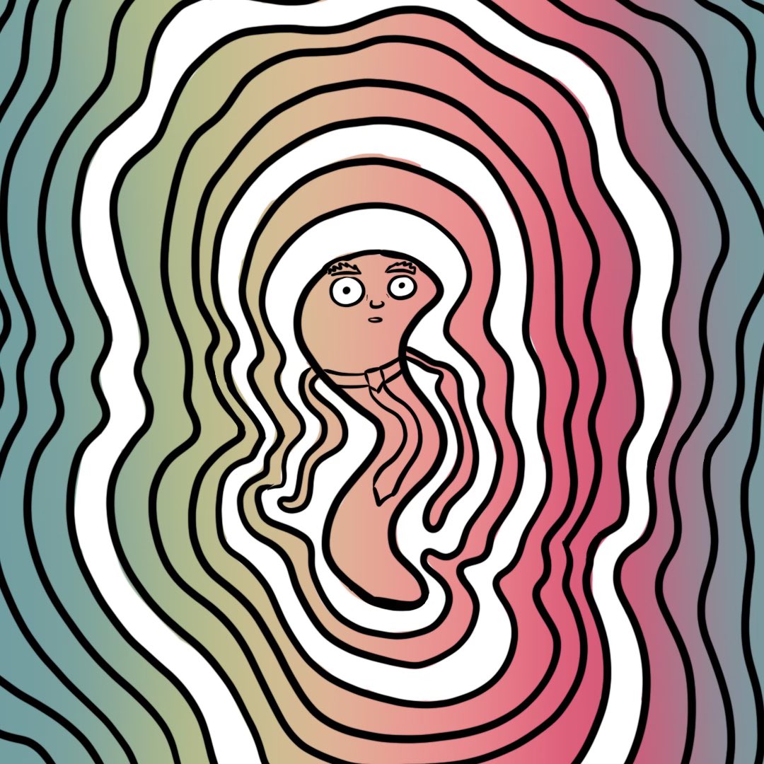 Cartoon 72/365, year 3. Not sure what’s going on here but still haven’t finished coloring the tree house from yesterday so had to make something else quick for today’s drawing 😆